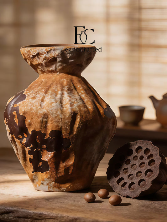 Terracotta Winter Bloom Vintage Vase